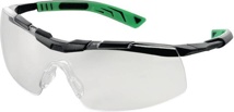Safety goggles 5X6 EN 166 FT K N gunmetal/green arms, clear lens polycarbonate UNIVET